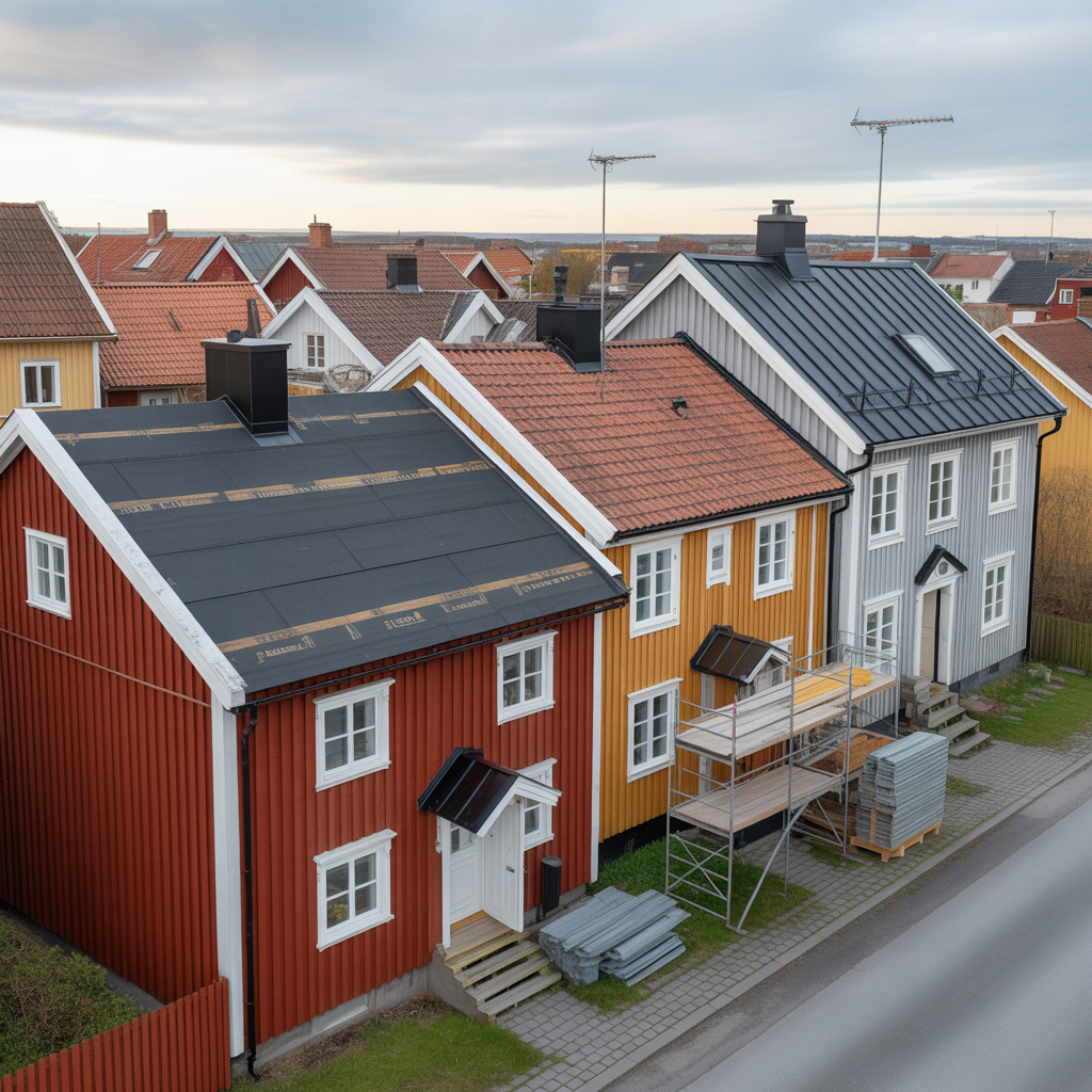 kostnad for takbyte papp tegel eller plat per kvm